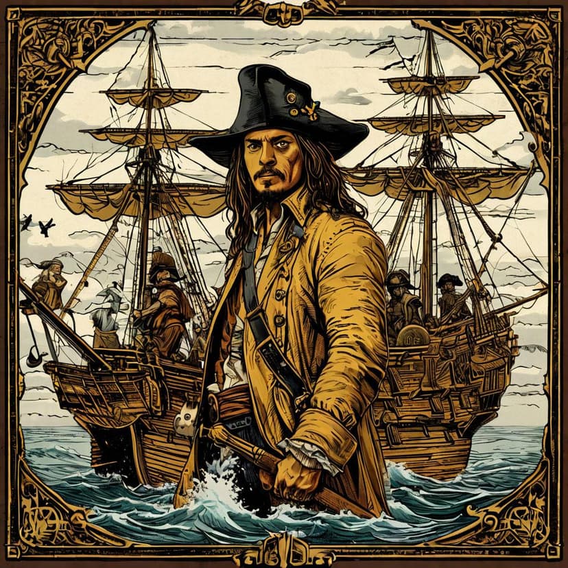 Vintage woodcut poster: Captain AMIYaxter in gold