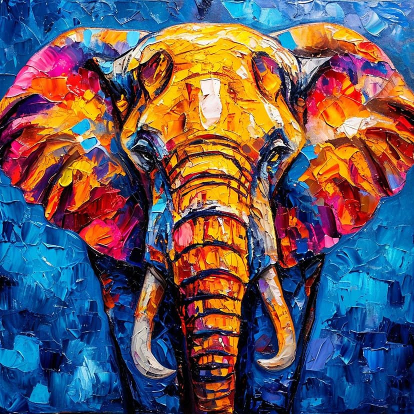 A vibrant elephant’s head