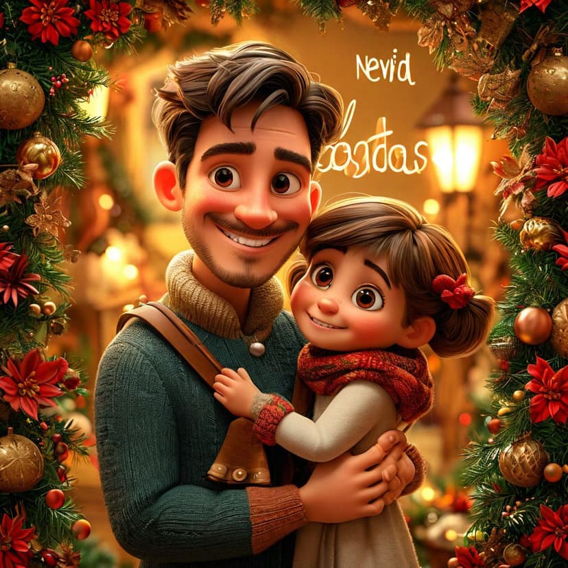 A smiling man holding a child beams in the corner of this warm