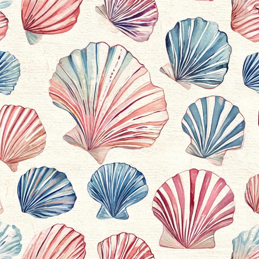 A soft pastel seashell design on textured cream paper