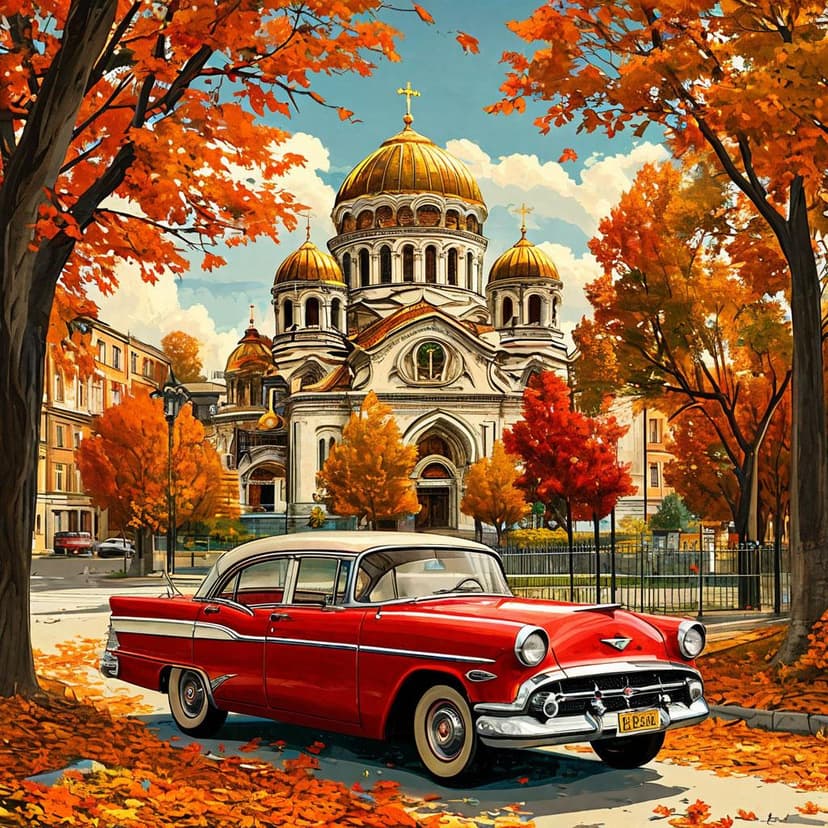 Vintage Sofia poster: historic buildings