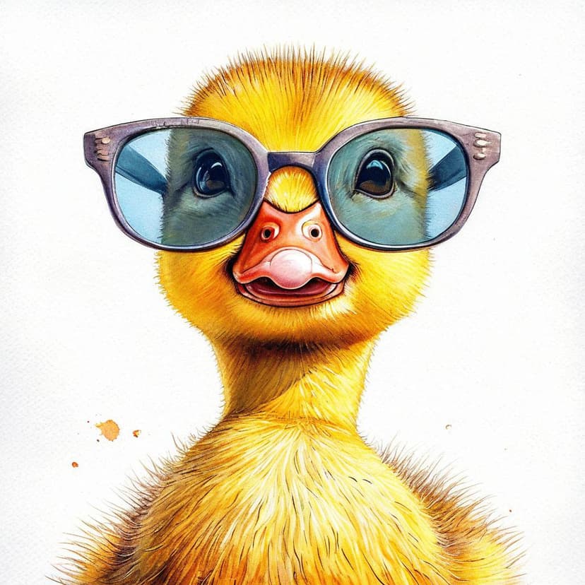 A charming watercolor duckling in sunglasses