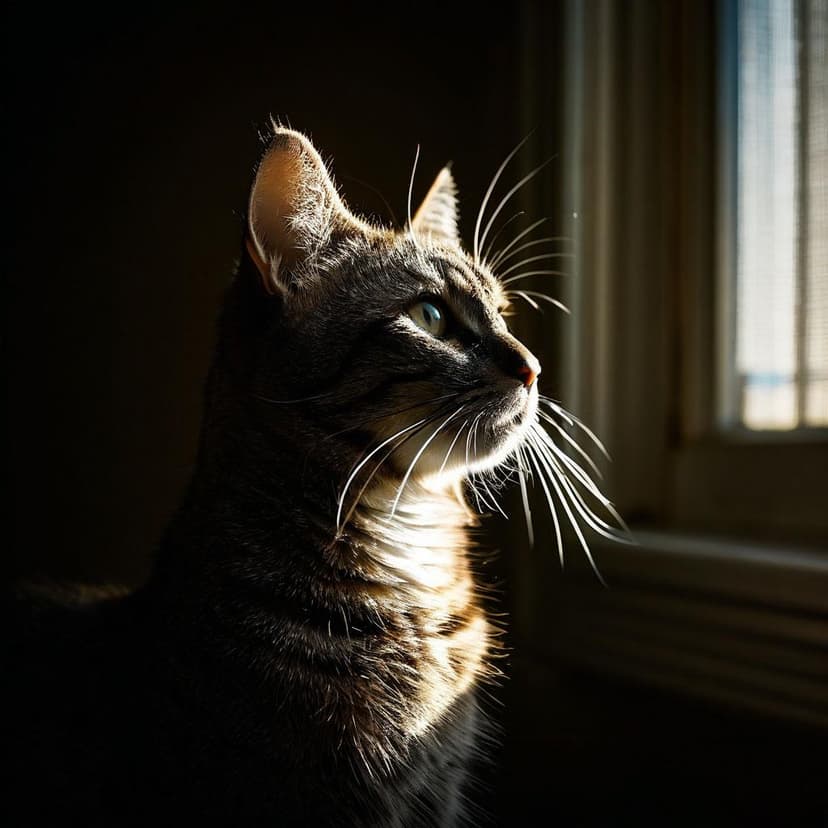 A cat in split light