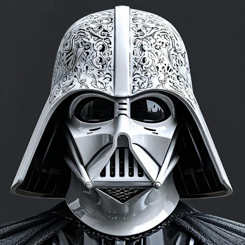 A hyper-realistic 4K portrait of a white porcelain Darth Vader mask