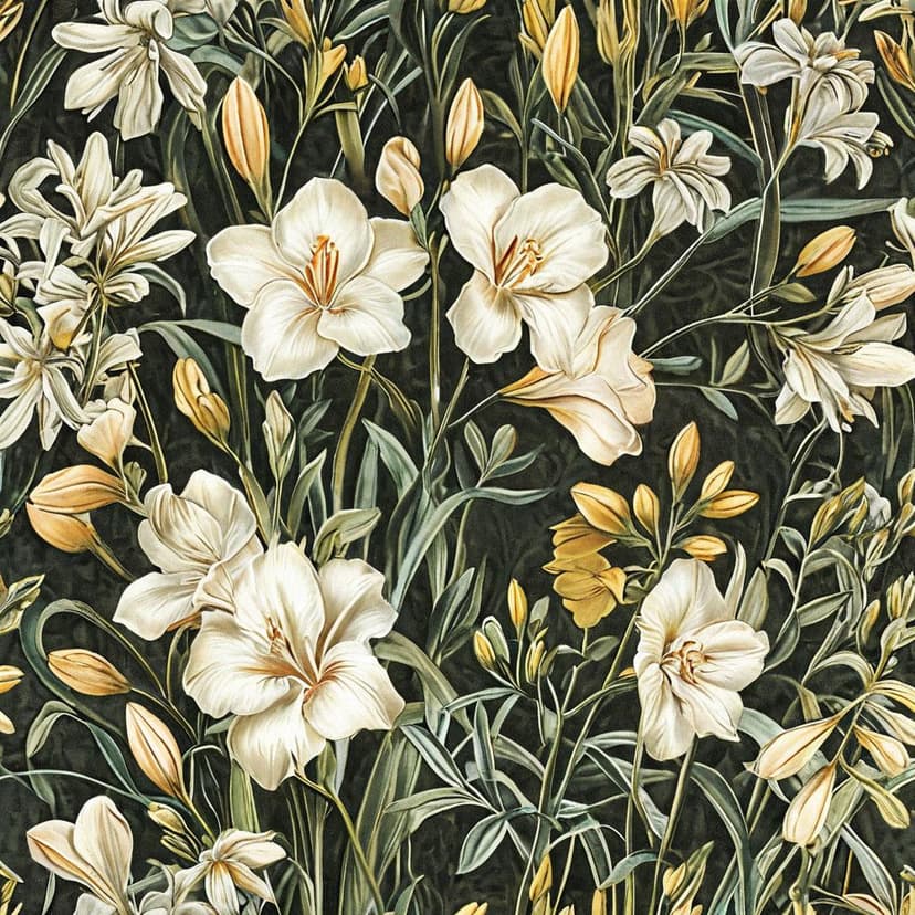 A William Morris-inspired freesia wallpaper