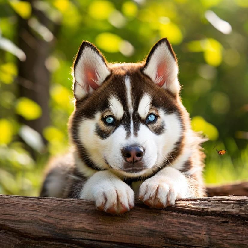 A curious husky pup