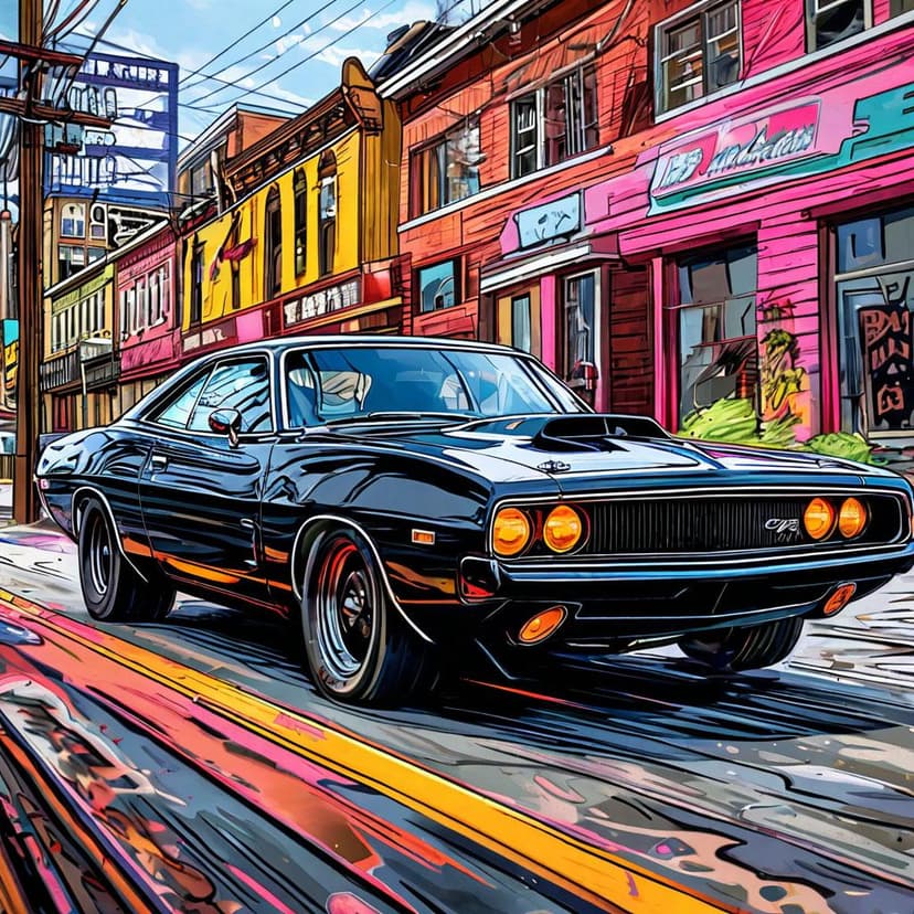 A 1970 Dodge Charger RT in bold black