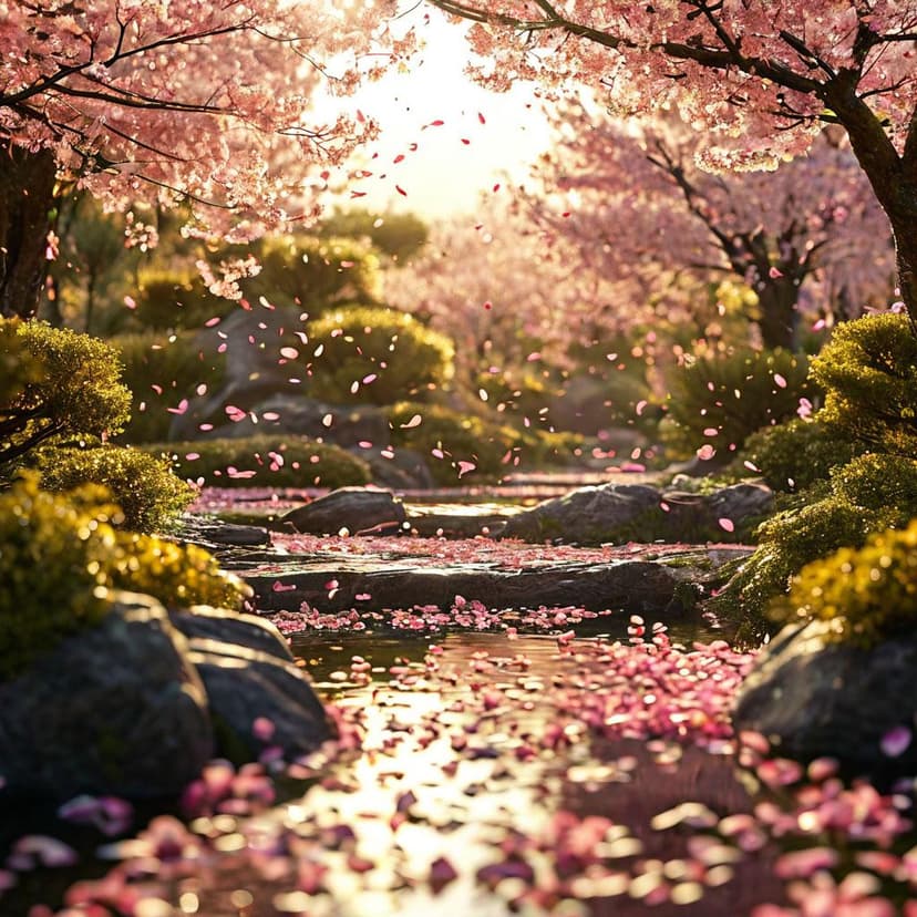 A Japanese garden in full bloom