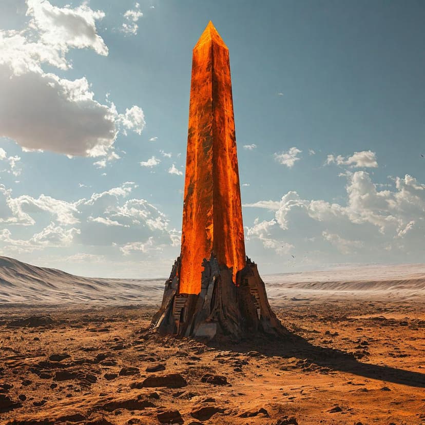 A brutalist obelisk