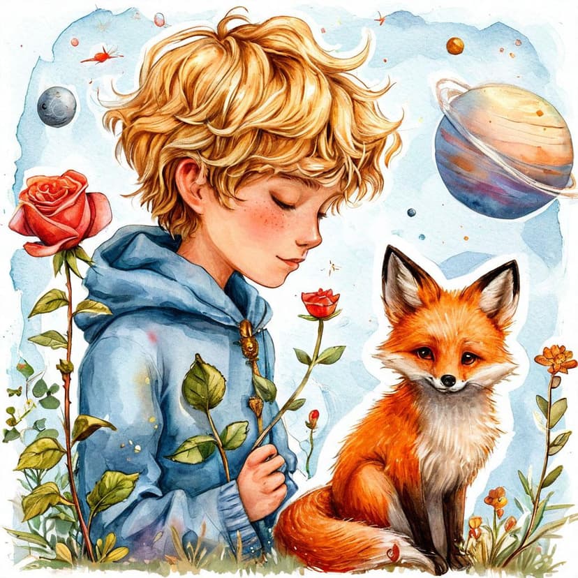 Dreamy *Little Prince* watercolor stickers: a golden-haired boy