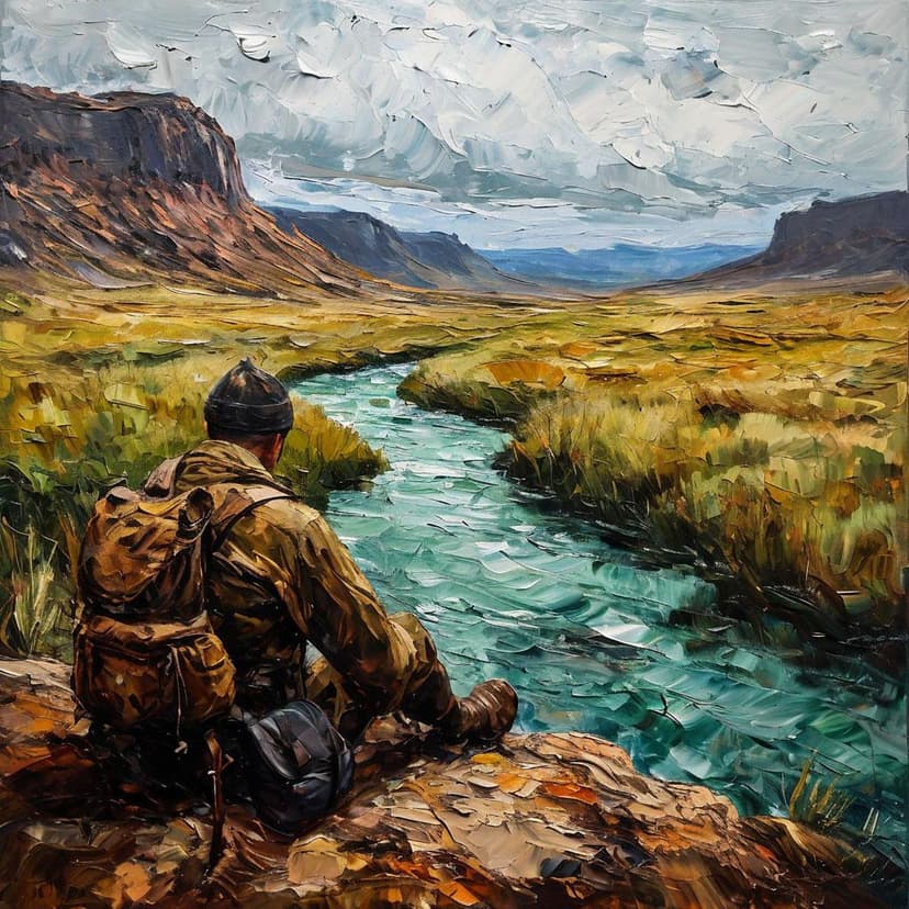 A deserter rests by a river’s flow