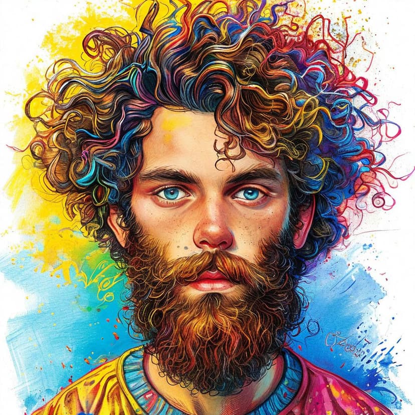 Dubie Dubendorfer is a cartoon man-child with wild curls